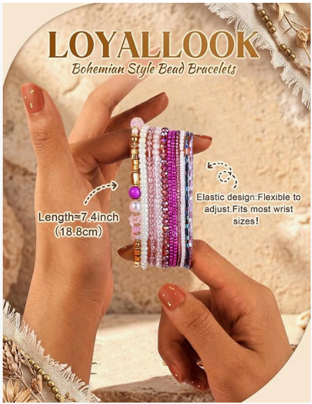 6 Sets Bohemian Stackable Bead Bracelets for Women Bracelet Set