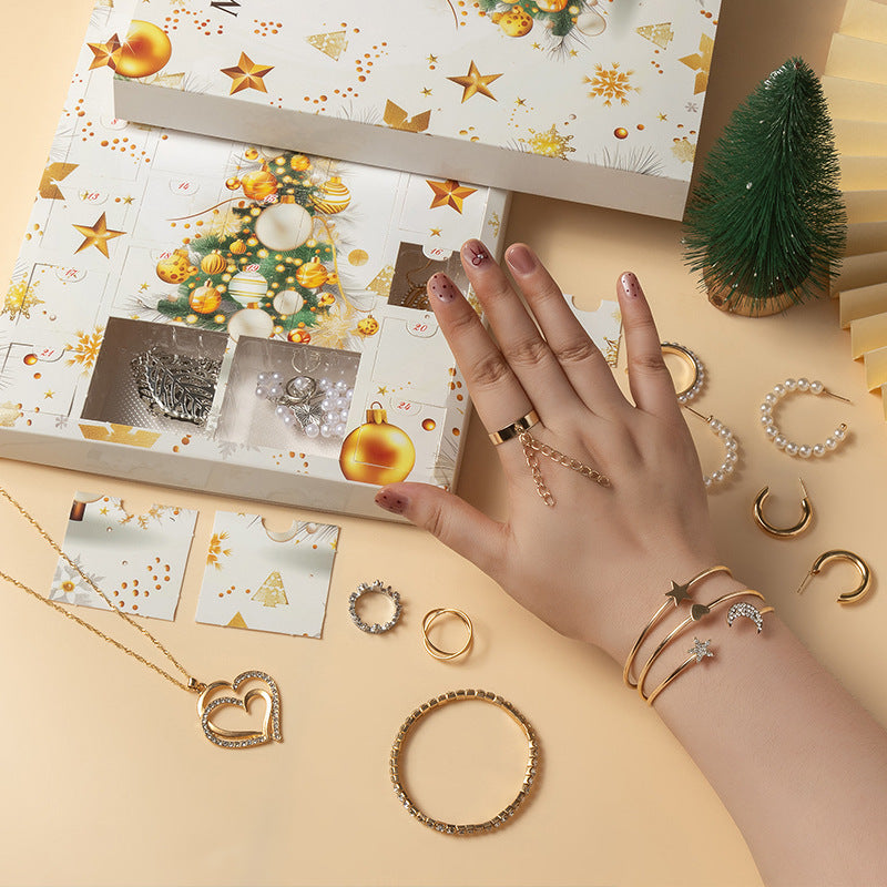 blind box 1 set for Christmas Gift Countdown Calendar Advent Jewelry Blind Box Earrings Necklace Bracelet Gift Box