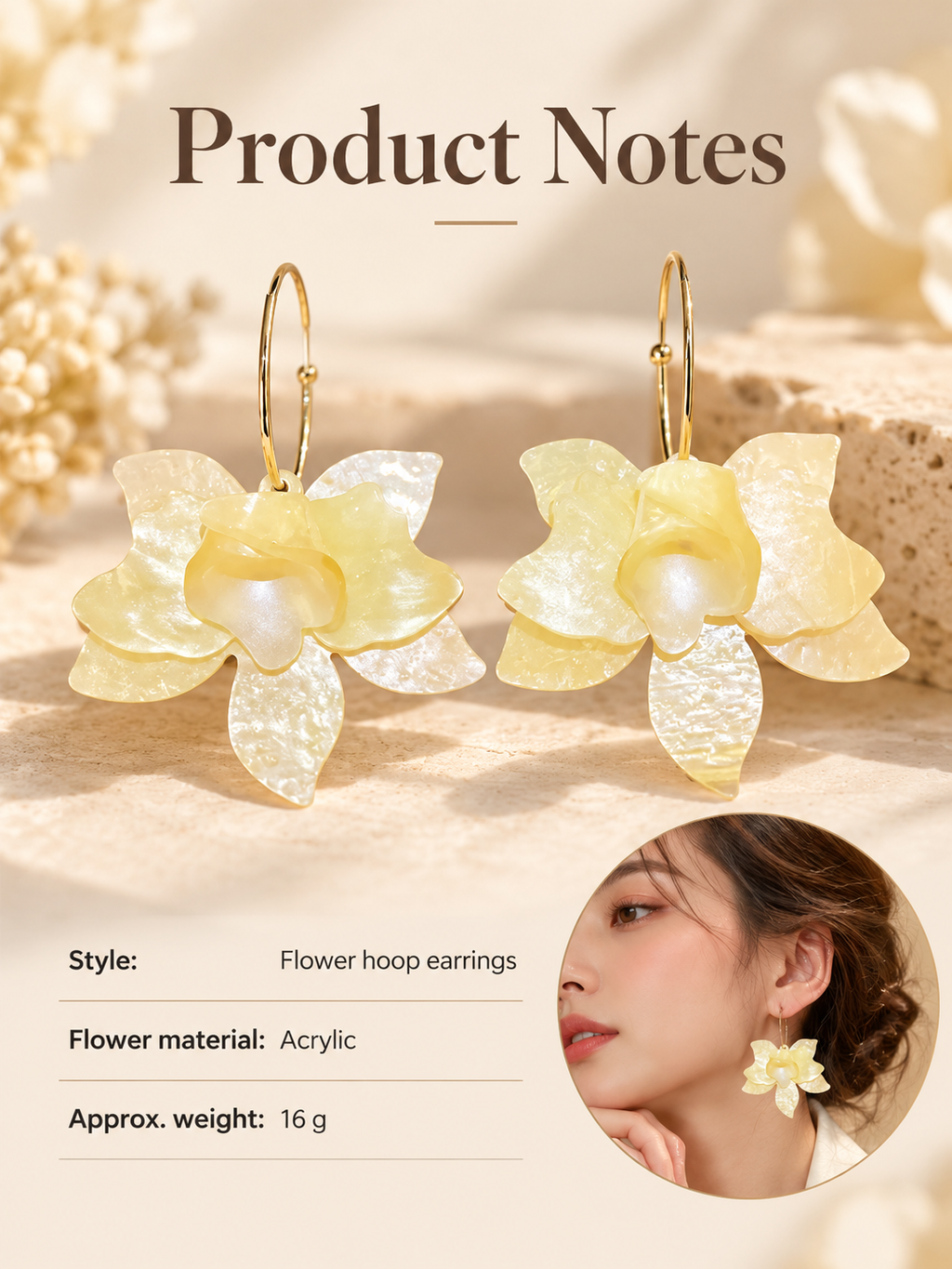 009 entle beauty of flowers acrylic earrings
