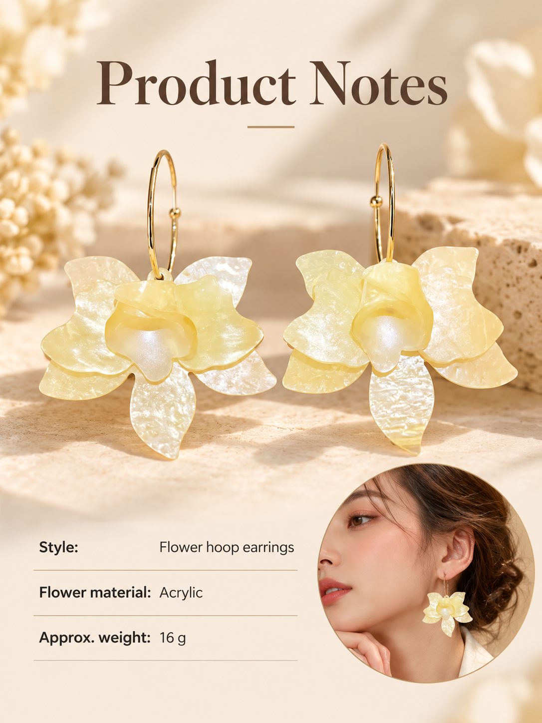 009 entle beauty of flowers acrylic earrings