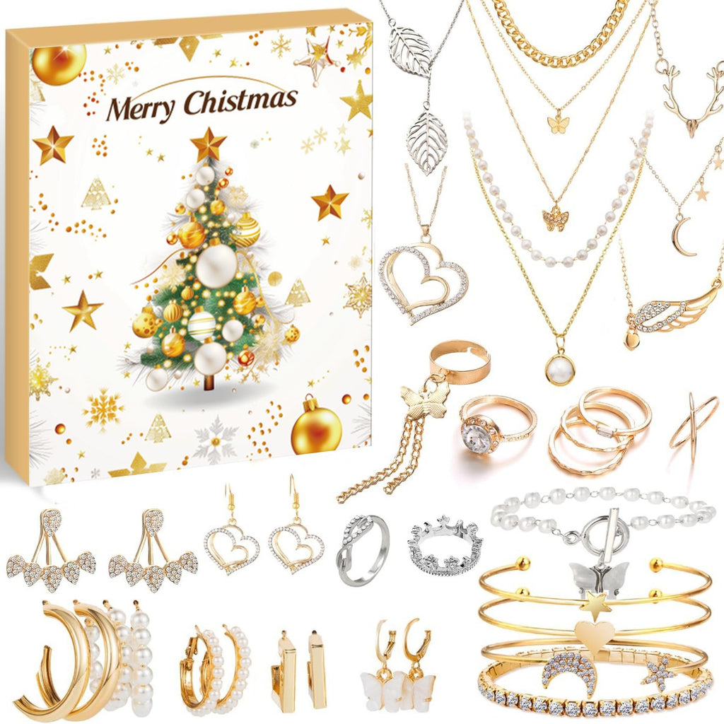 blind box 1 set for Christmas Gift Countdown Calendar Advent Jewelry Blind Box Earrings Necklace Bracelet Gift Box
